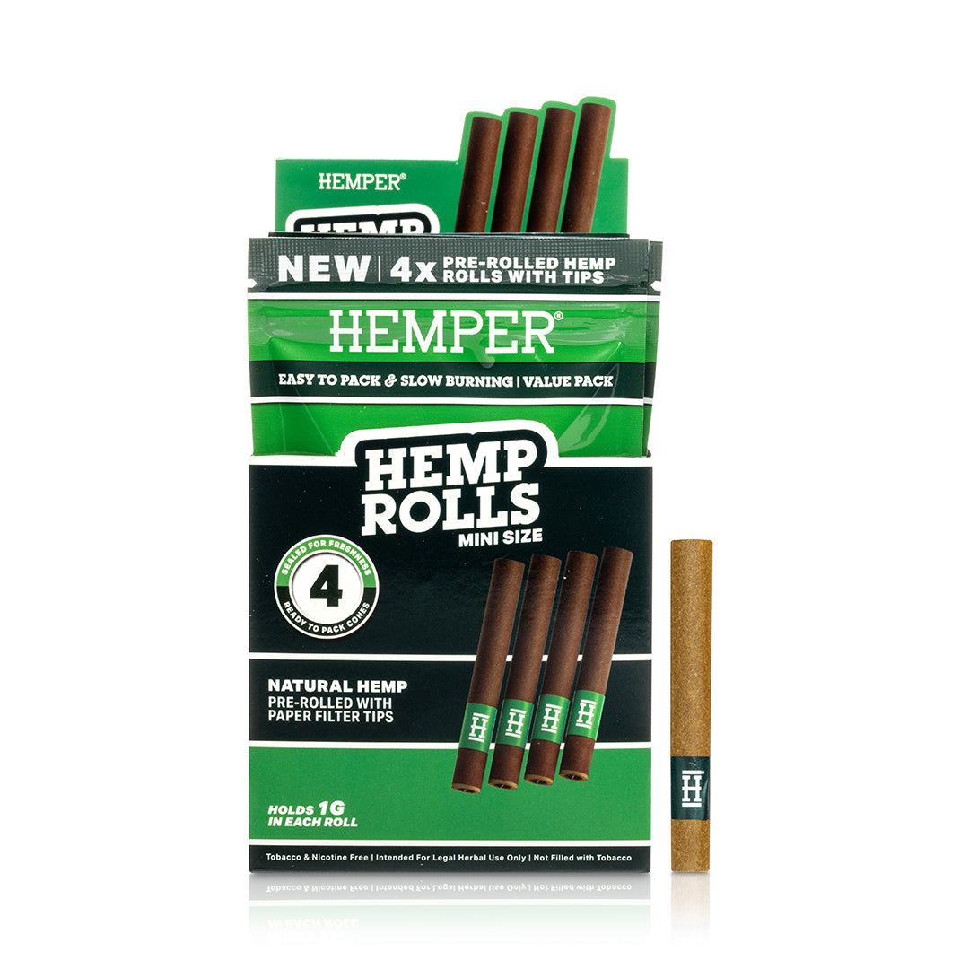 Pre-Rolled Mini Size Paper Tip Hemp Rolls | 4PK Multiple Flavors Available