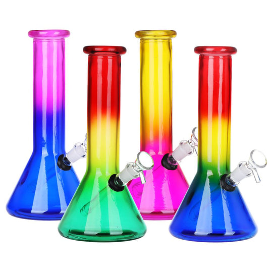 SeshGear Ombre Beaker Glass Water Pipe - 10" / 14mm F / Colors Vary