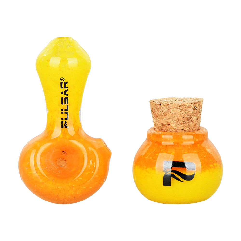 Pulsar Puff & Stash Glass Spoon Pipe & Jar | 2.5" 2 Color Options