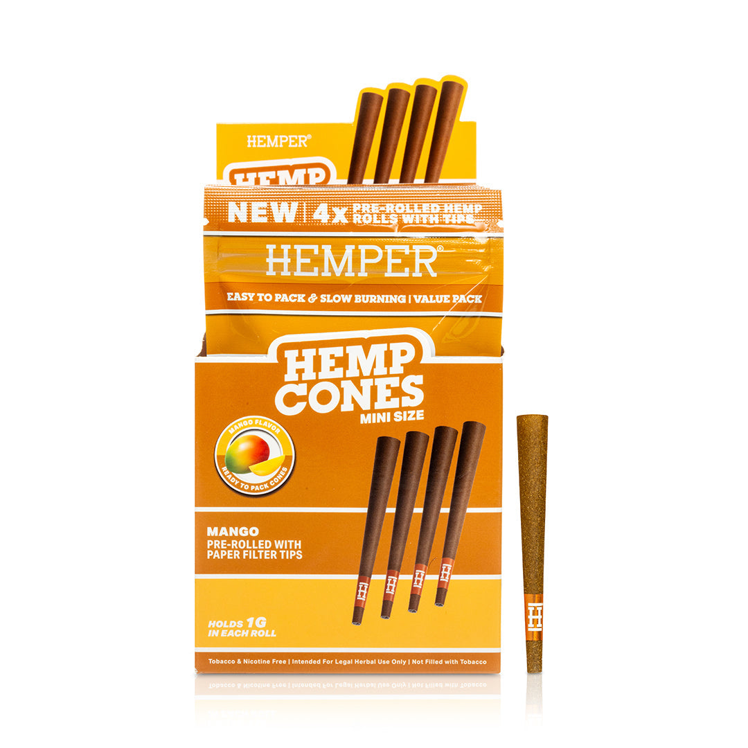 Pre-Rolled Mini Size Paper Tip Hemp Cones | 4PK Multiple Flavor Options Available