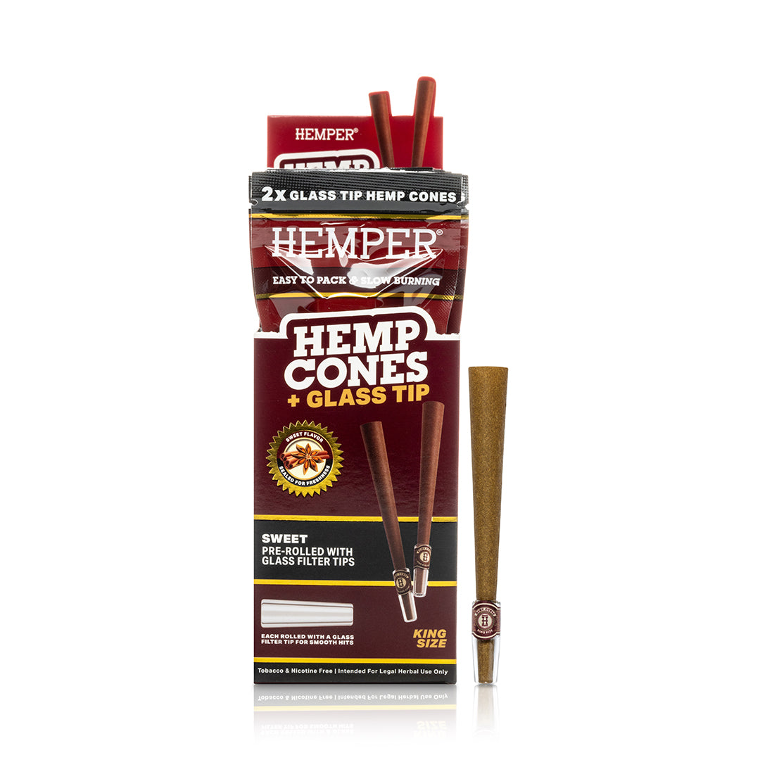Pre-Rolled King Size Glass Tipped Hemp Cones | 2PK Multiple Flavors Available