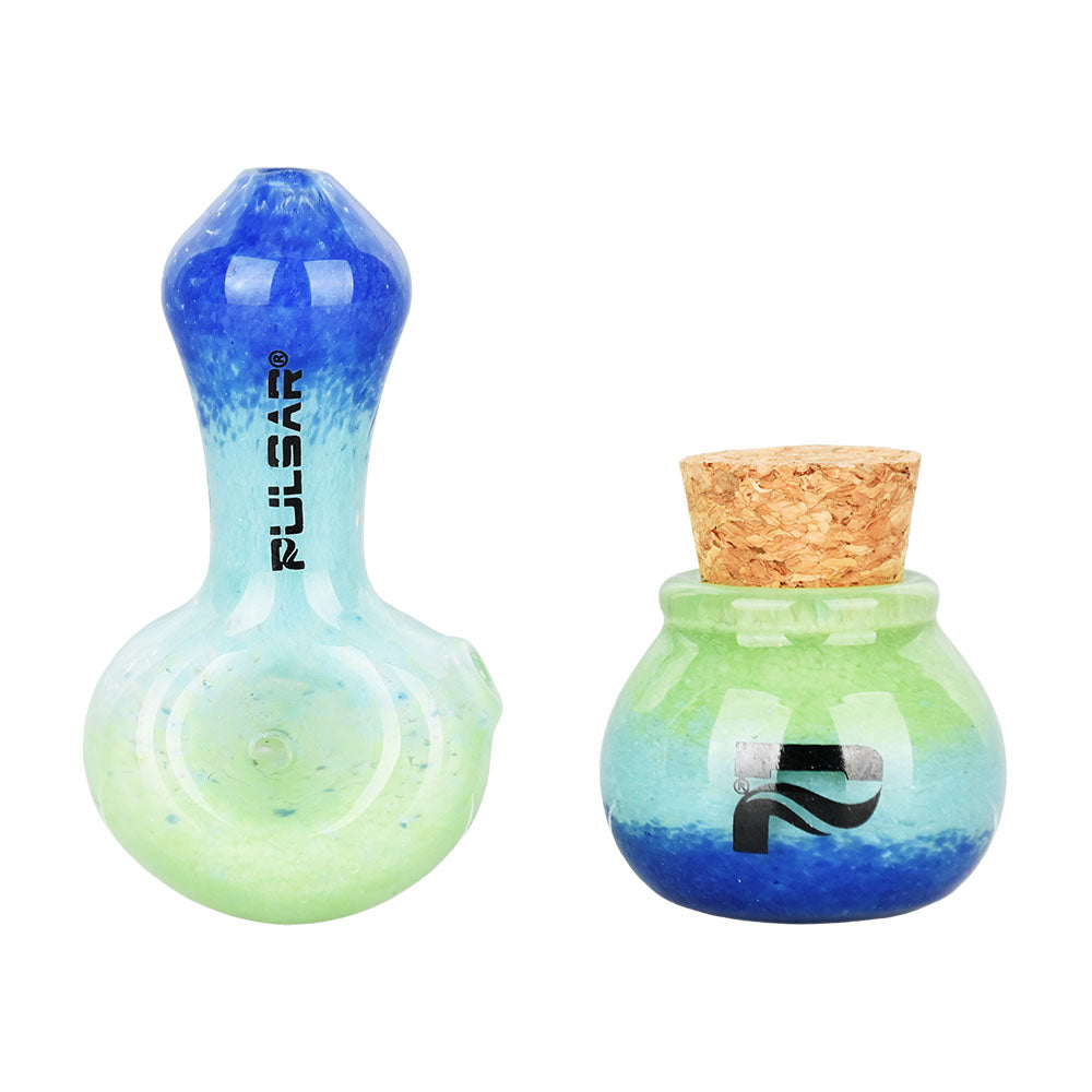 Pulsar Puff & Stash Glass Spoon Pipe & Jar | 2.5" 2 Color Options