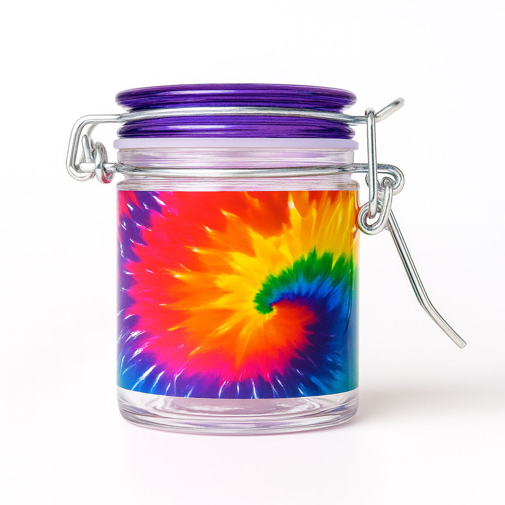 AIRTIGHT GLASS TIE-DYE STORAGE CONTAINER WITH LOCKING LID TWO DIFFERENT SIZES