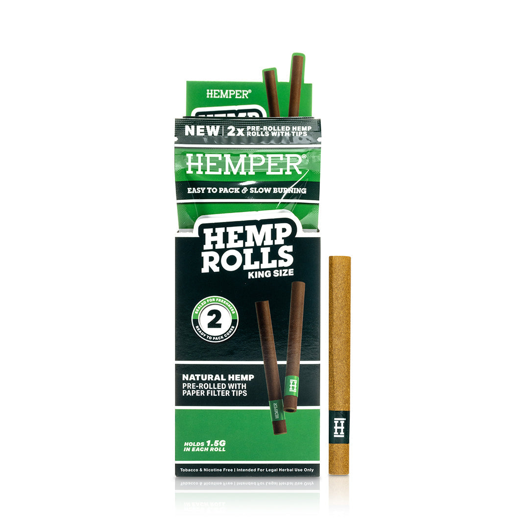 Pre-Rolled King Size  Paper Tip Hemp Rolls | 2PK Multiple Flavors Available