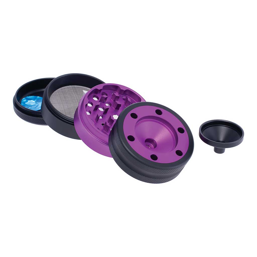 ALUMINIUM GRINDER W/ CONE HOLDER & FUNNEL MULTIPLE COLORS