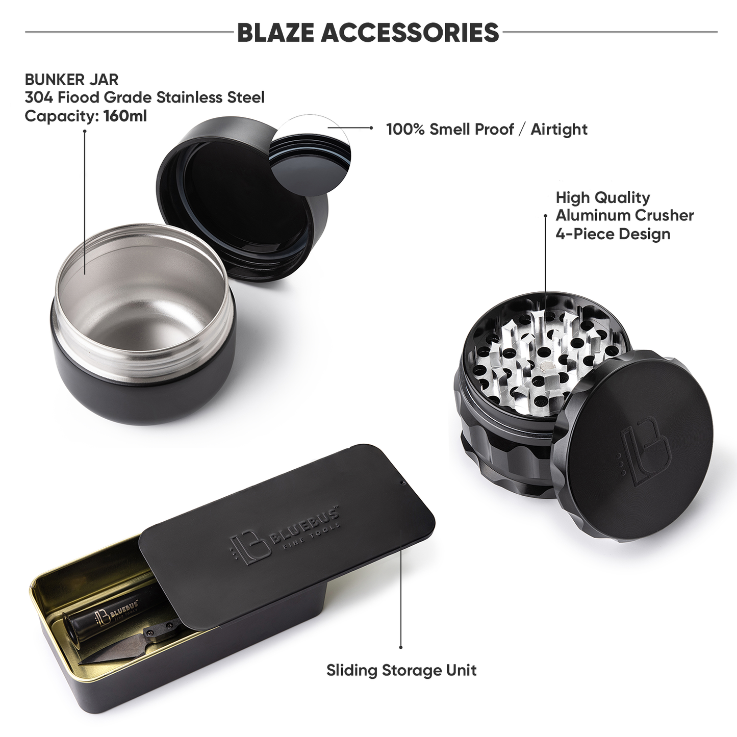 BLAZE Wooden Stash Rolling Tray Bundle With or Without Light