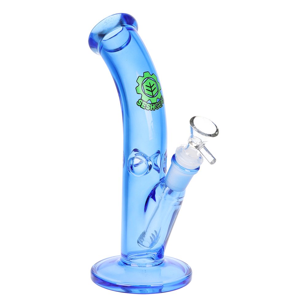 SeshGear Lean Back Bent Tube Colored Glass Water Pipe | 9" | 14mm F