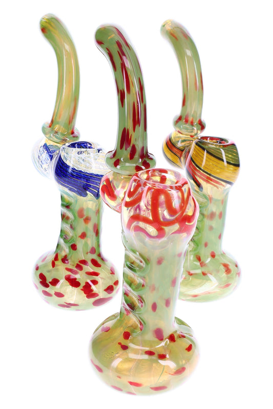 Color-Changing Fumed Sherlock Bubbler “Pepper Twist” – 8″ – Assorted Colors