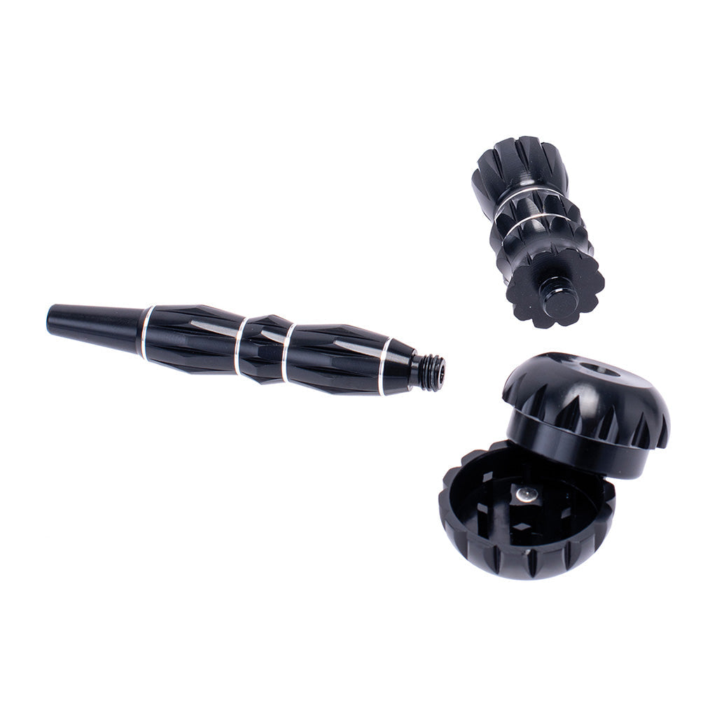 ALUMINUM RIBBED SMOKING PIPE WITH GRINDER MULTIPLE COLORS