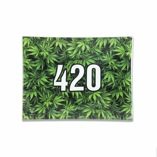 420 Green Glass Rollin' Tray 2 Size Options