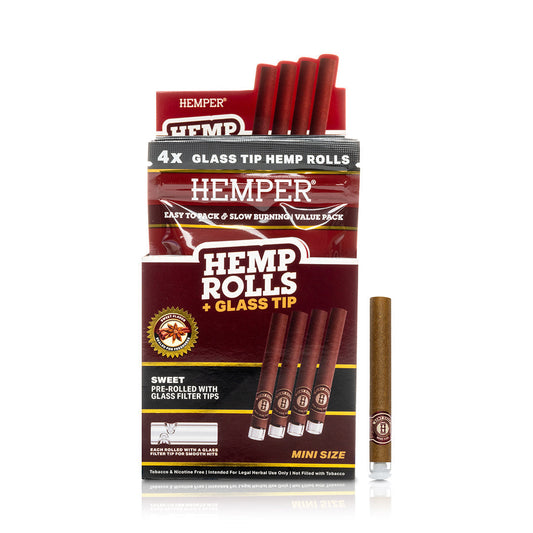Pre-Rolled Mini Size Glass Tipped Hemp Rolls | 4PK Multiple Flavors Available