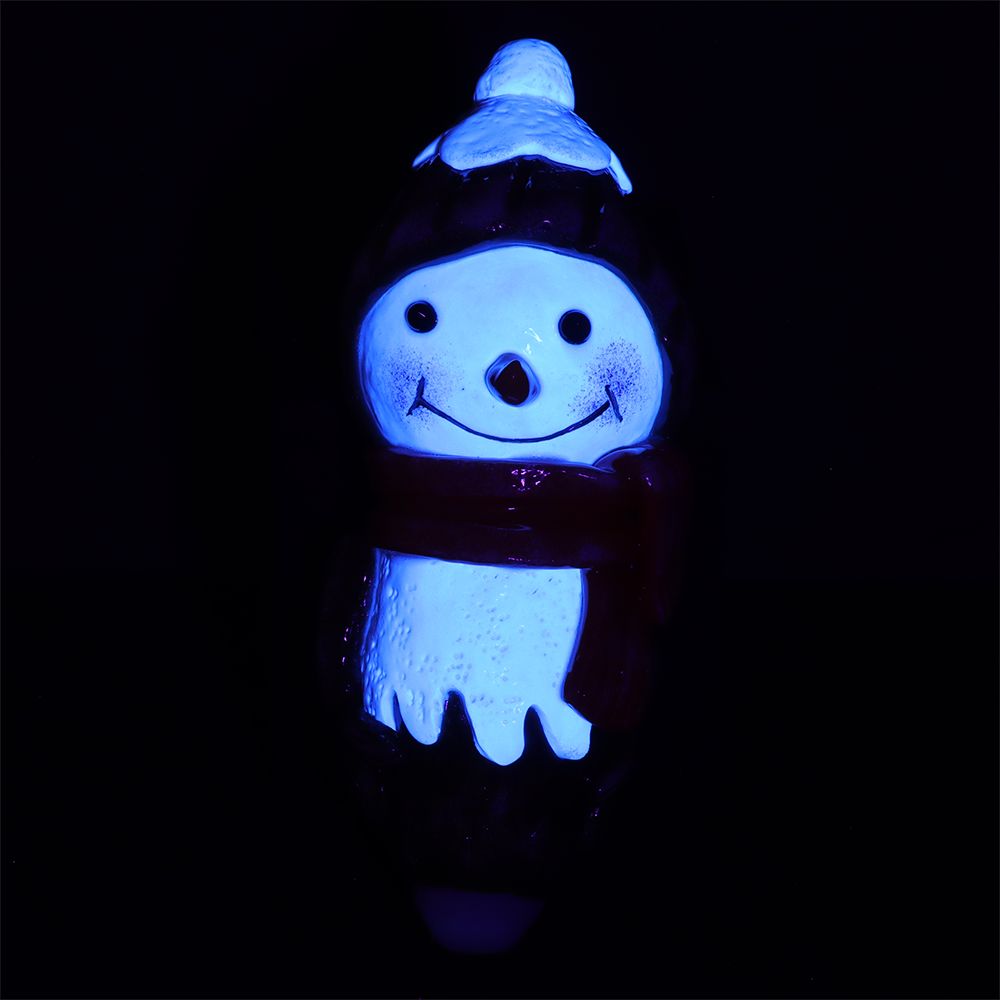 Snowman Glow In The Dark Enamel Resin Sculpted Glass Spoon Pipe - 6.25"