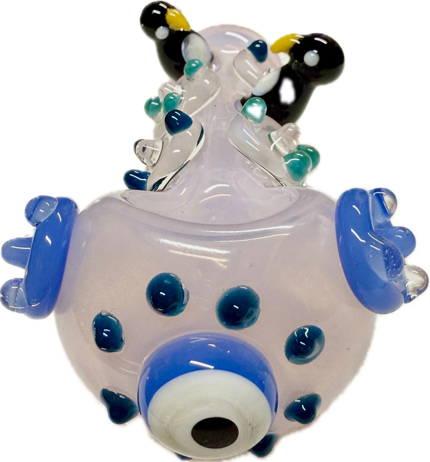 Ripkitty 4.5" Tobacco Dry Herb Hand Pipe Spoon Color Tube Glass with Penguins Art