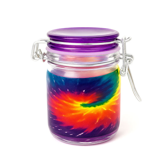 AIRTIGHT GLASS TIE-DYE STORAGE CONTAINER WITH LOCKING LID TWO DIFFERENT SIZES