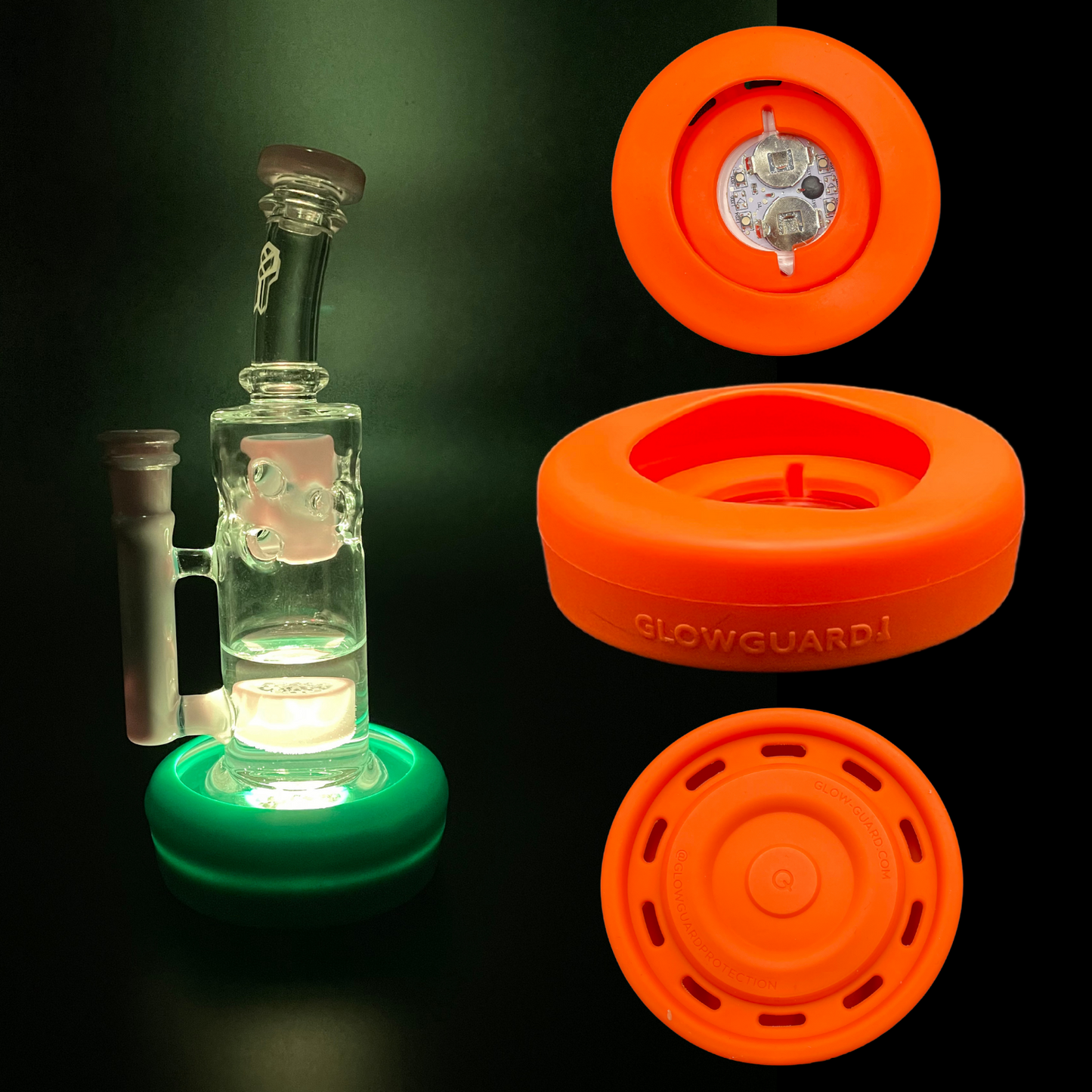 Bong Base Bumper USB Rechargeable 3in-4.25in Bases Silicone Fits Variety of Shapes - 8 Color Options
