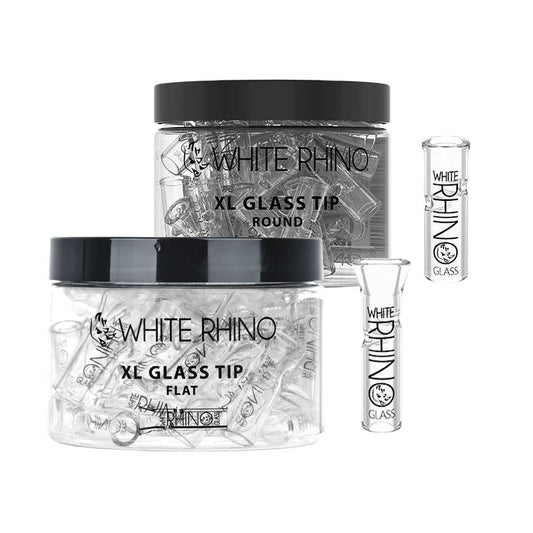White Rhino XL Glass Rolling Tips 40ct Round or Flat Tip
