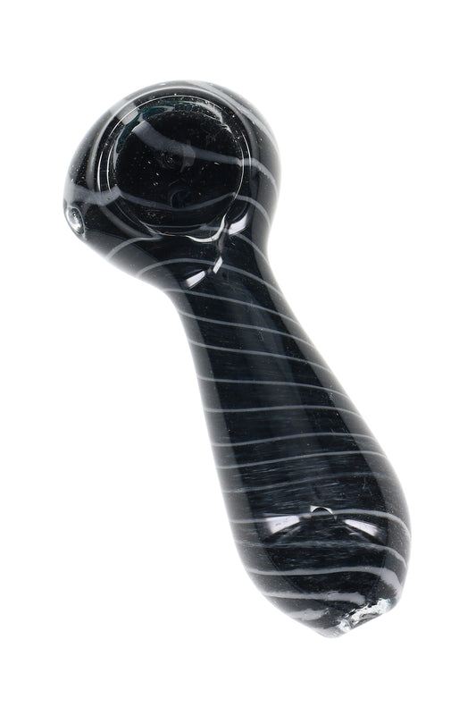 Spiral Striped Frit Glass Spoon Pipe “Pocket Cyclone” – 3.5″ – Assorted Colors