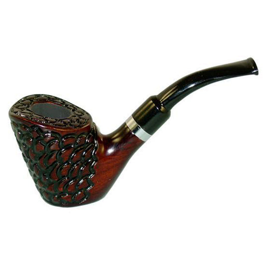 Shire Pipes Standing Carved Cherry Wood Pipe - 5.5"