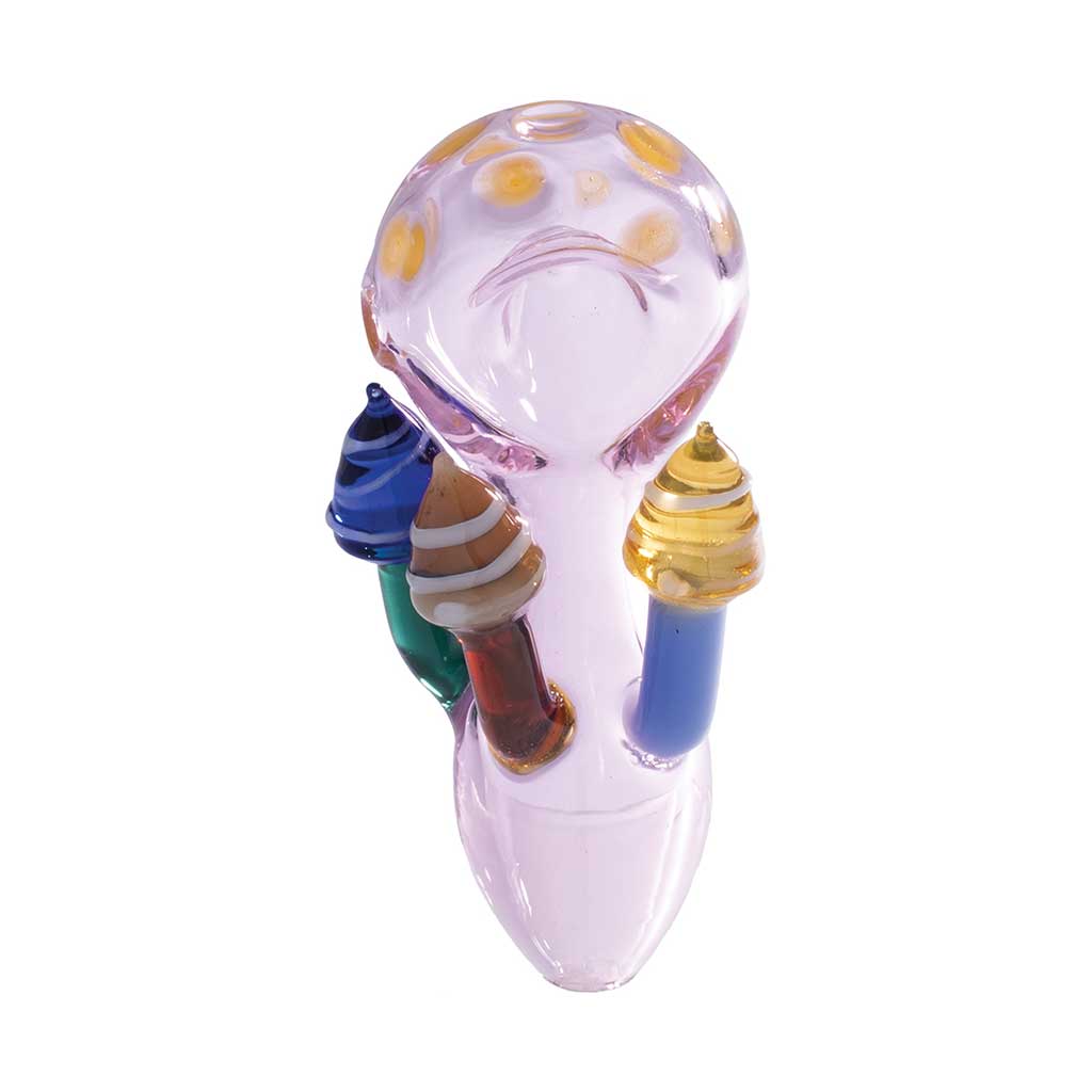 MUSHROOM CHARACTER GLASS HAND PIPE MULTIPLE COLORS
