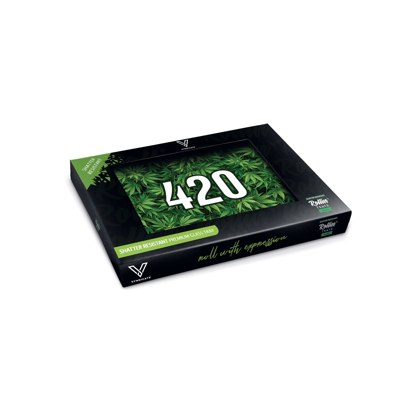 420 Green Glass Rollin' Tray 2 Size Options