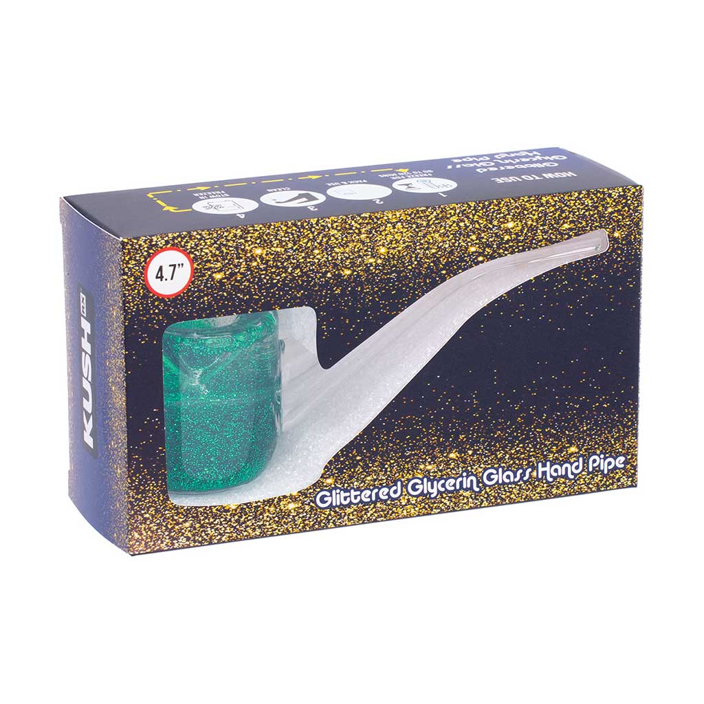 LIQUID GLITTER SHERLOCK HAND PIPE MULTIPLE COLORS