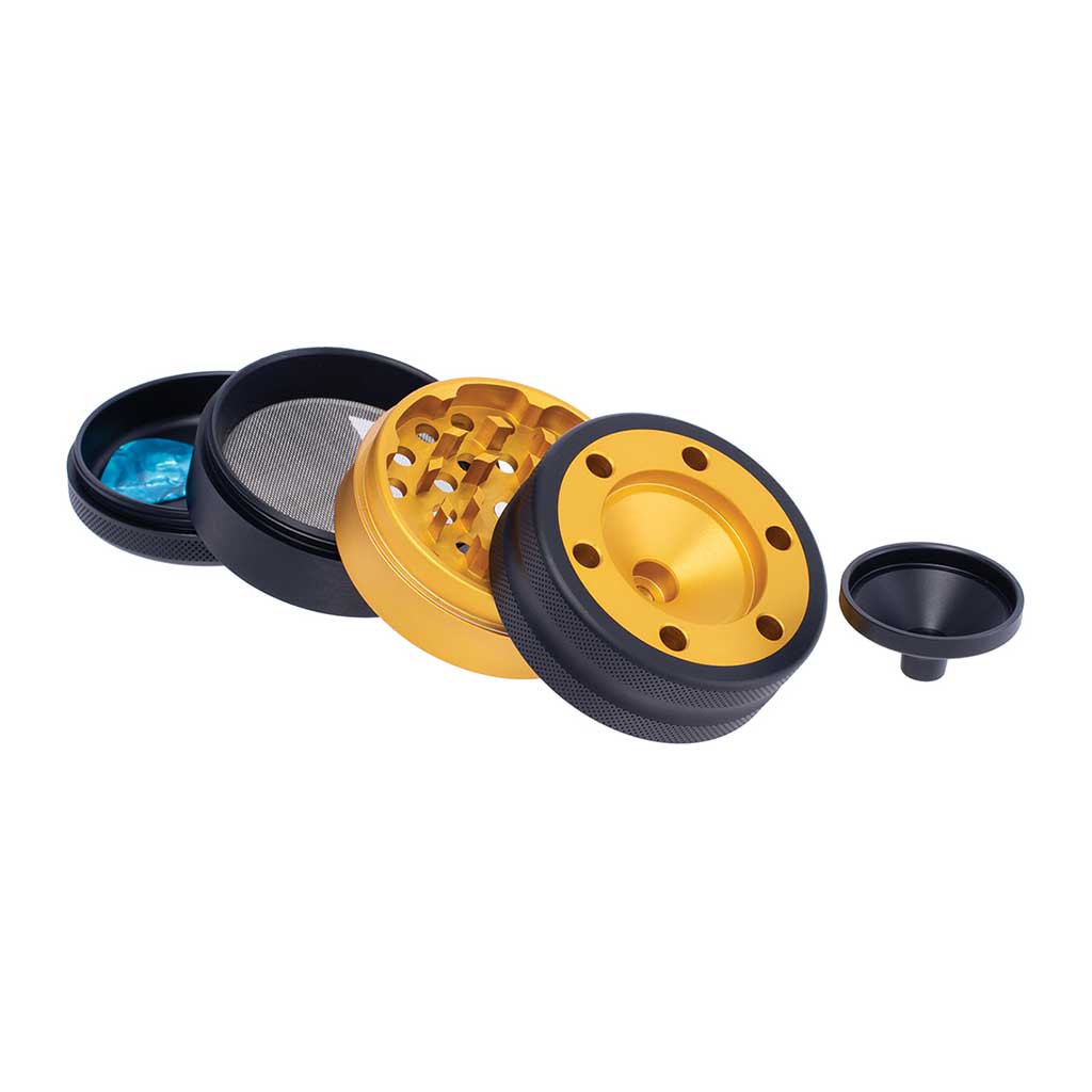 ALUMINIUM GRINDER W/ CONE HOLDER & FUNNEL MULTIPLE COLORS