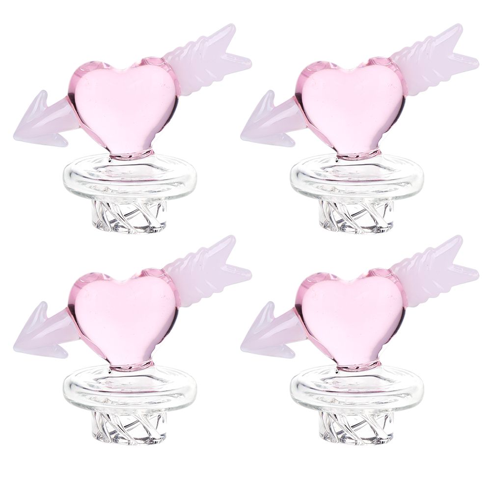 4CT BUNDLE - Cupid Heart Glass Carb Cap - 30mm