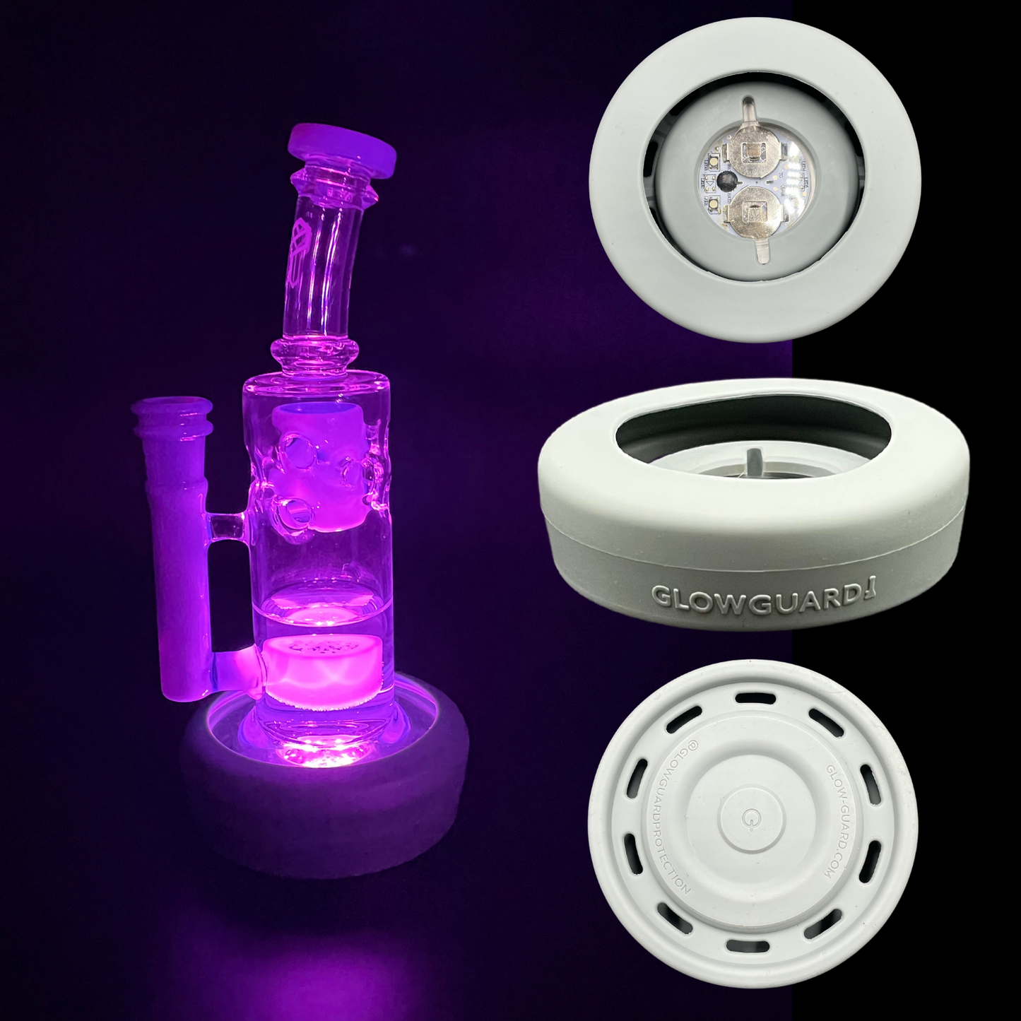 Bong Base Bumper USB Rechargeable 3in-4.25in Bases Silicone Fits Variety of Shapes - 8 Color Options