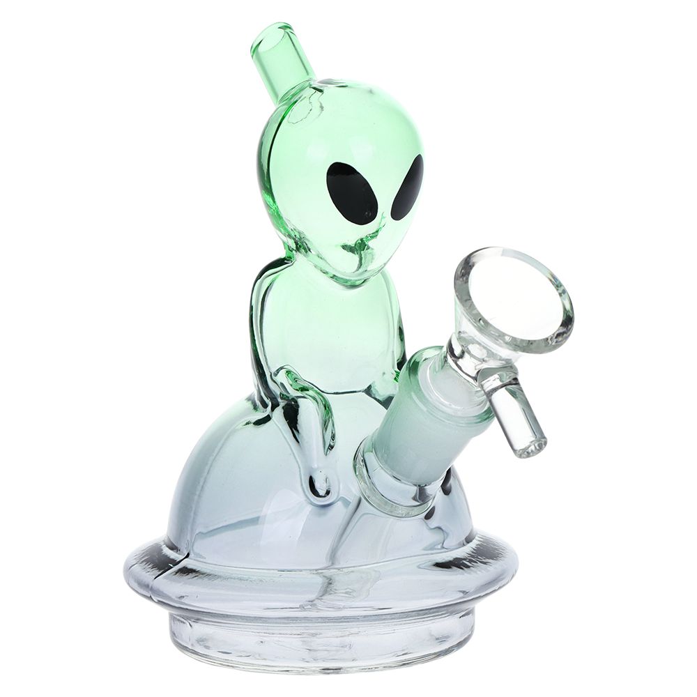 Alien UFO Ombre Mini Glass Water Pipe - 5" / 14mm F / Colors Vary