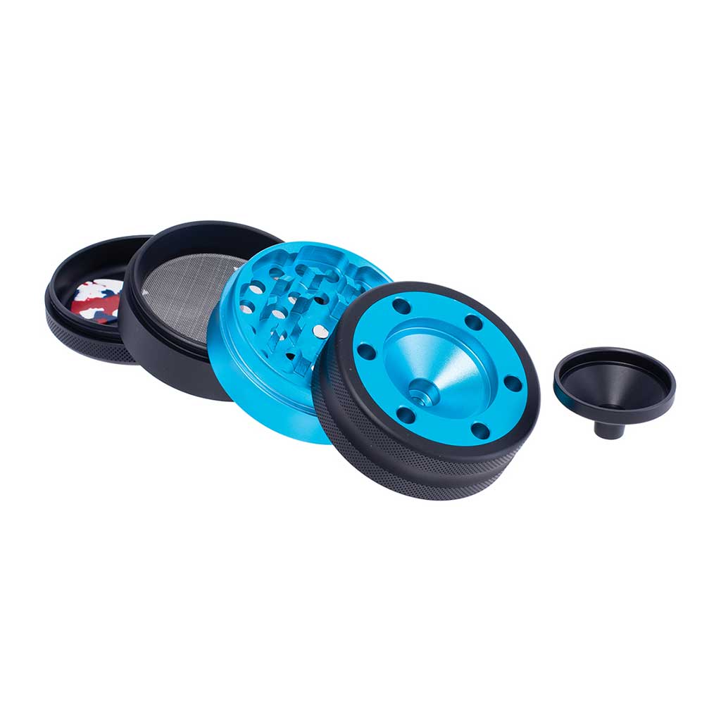 ALUMINIUM GRINDER W/ CONE HOLDER & FUNNEL MULTIPLE COLORS