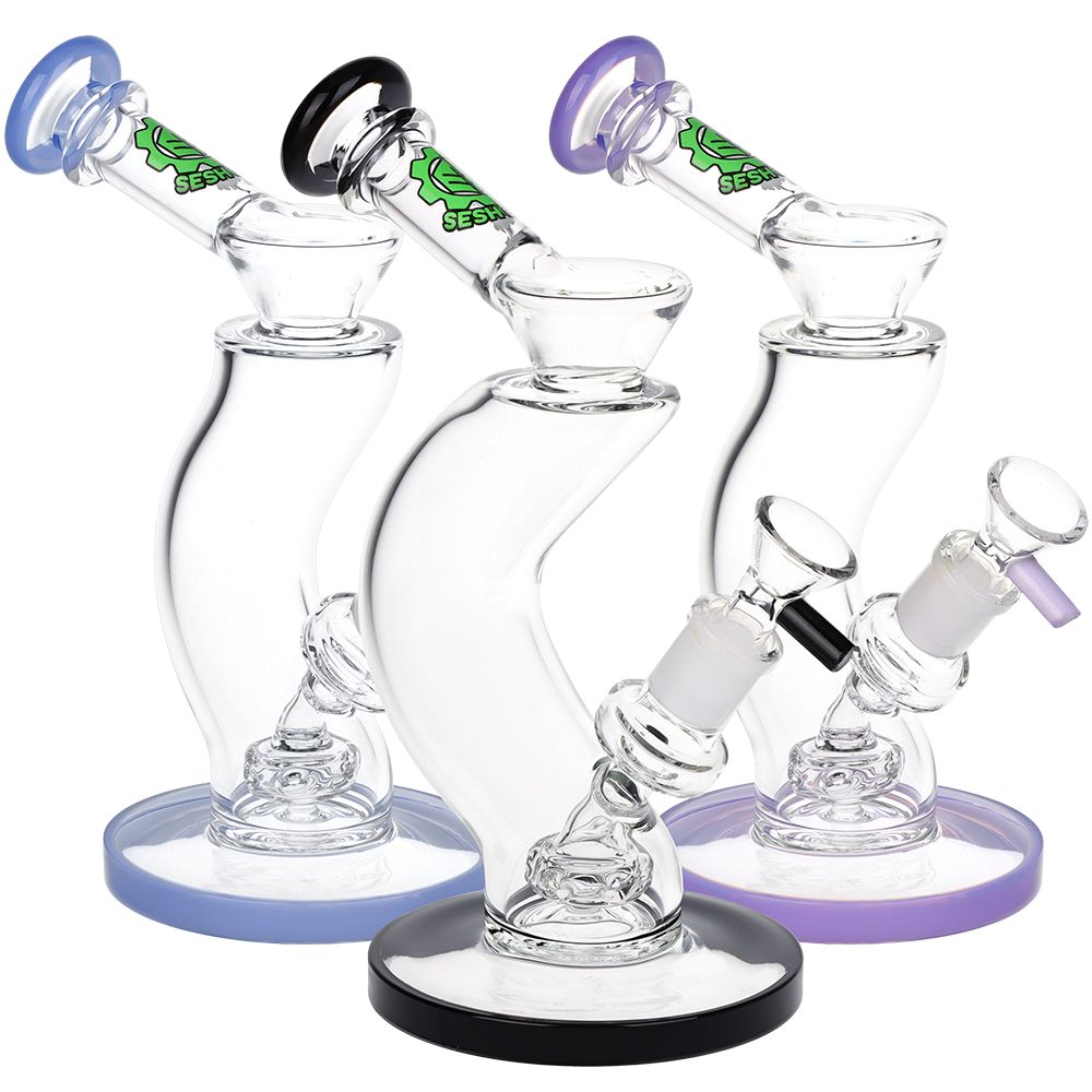 SeshGear Hip Check Curved Glass Water Pipe | 7.75" | 14mm F