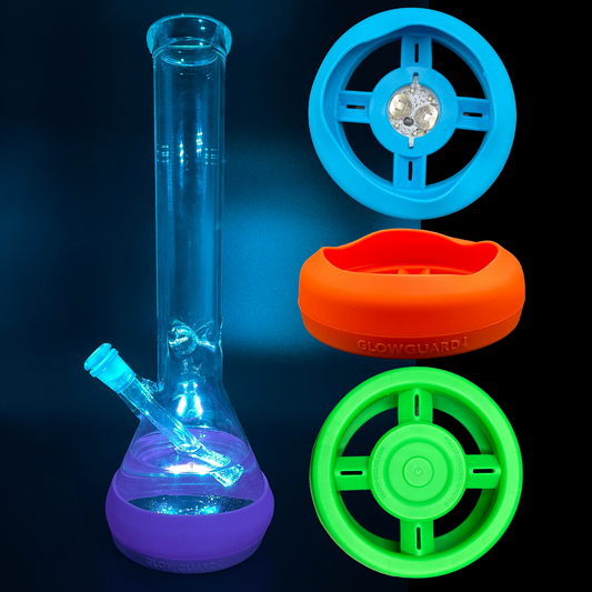 Bong Base Bumper Coin Battery 4.25in-6in Bases Silicone Fits Variety of Shapes - 8 Color Options