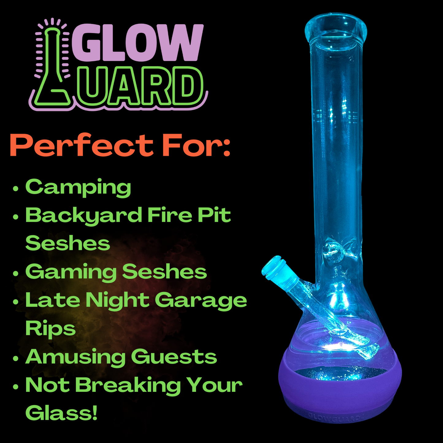 Bong Base Bumper USB Rechargeable 3in-4.25in Bases Silicone Fits Variety of Shapes - 8 Color Options