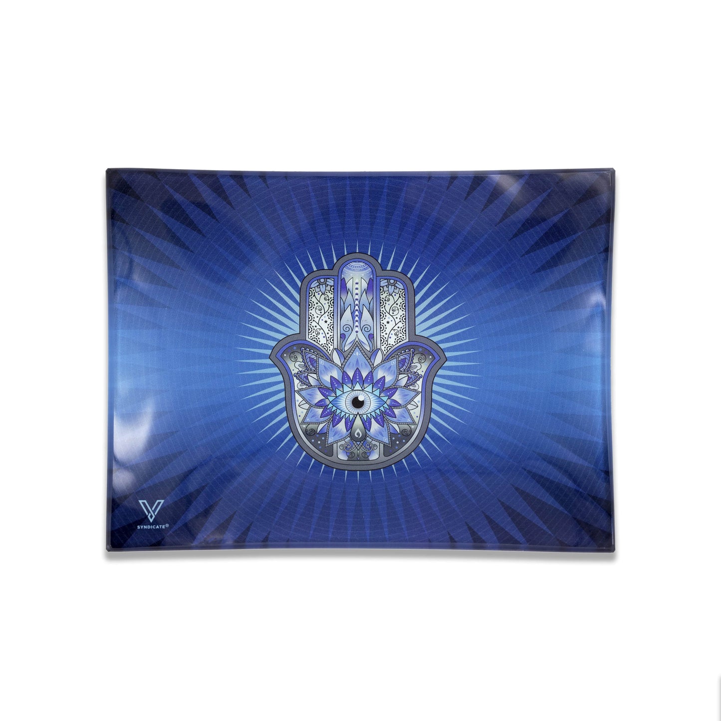 Hamsa Blue Glass Rollin' Tray 2 Size Options