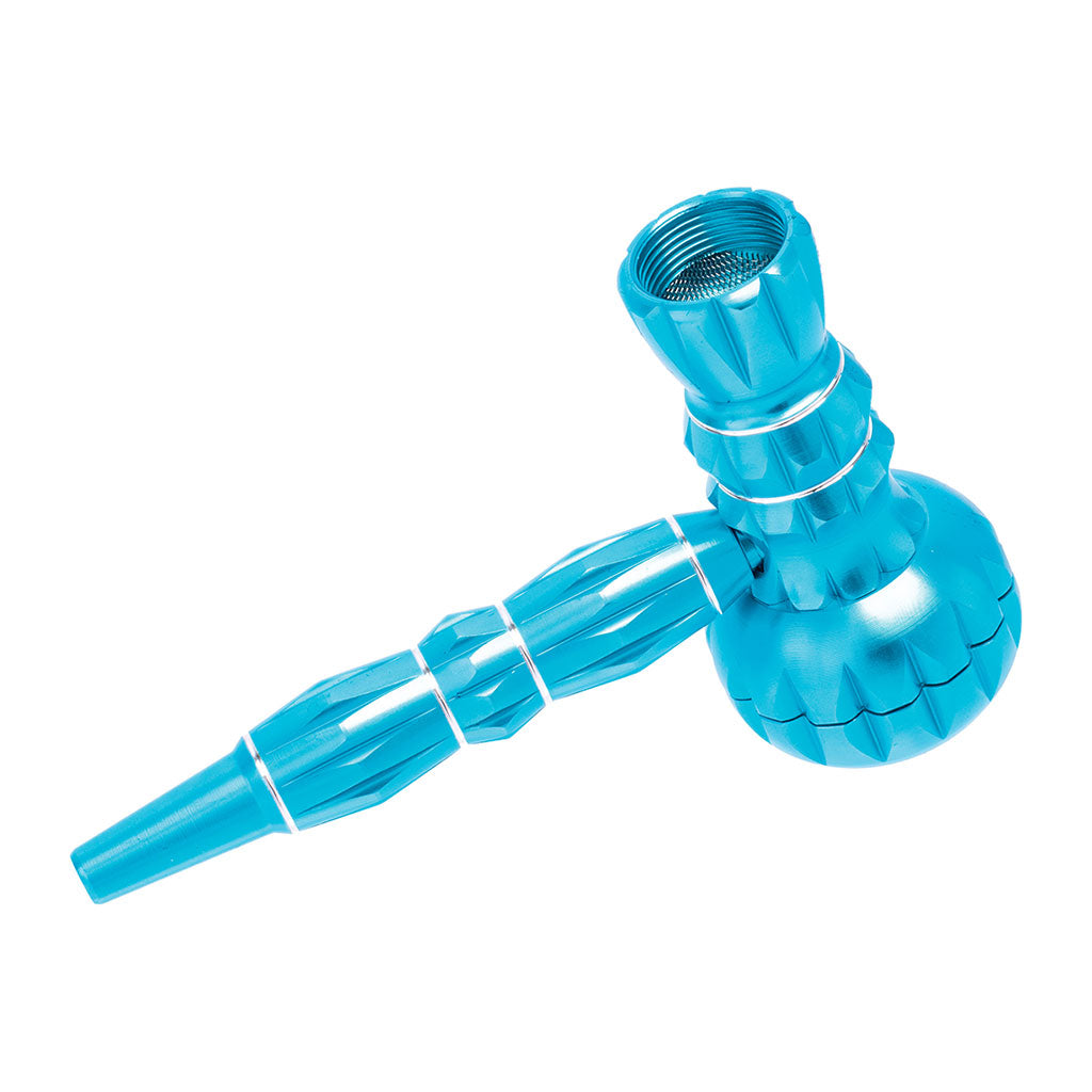ALUMINUM RIBBED SMOKING PIPE WITH GRINDER MULTIPLE COLORS