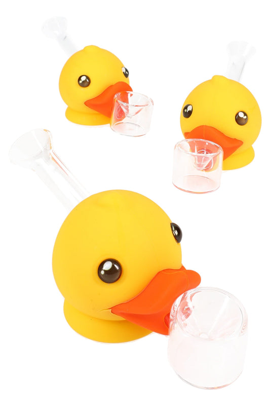 Glass & Silicone Duck Hand Pipe “Pond Quacker” – 4″