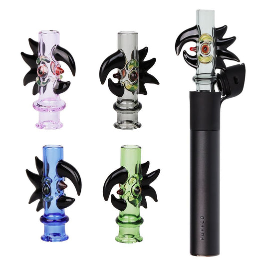 Pulsar Cockatoo Glass Mouthpeice Attachment for Puffco Pivot w/ Display Stand - Colors Vary